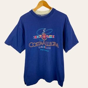 90s Vintage Costa AlleGra Euro Luxe Inaugural Layered Short Sleeve Cruise Shirt
